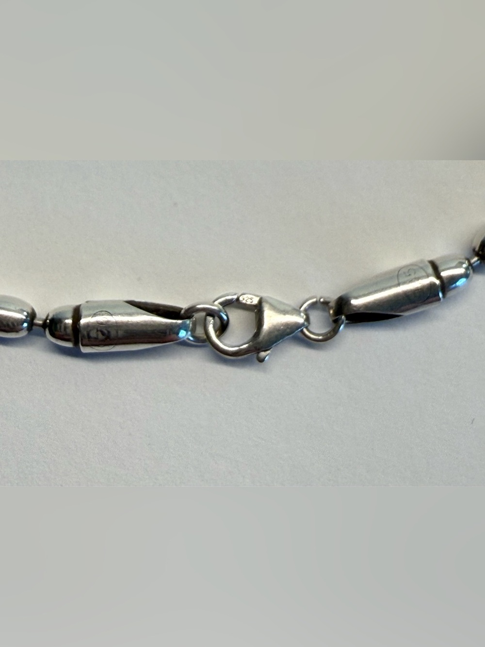 Heidi J Hale Sterling Silver 3mm Oval Beaded Necklace 16” - Picture 3 of 6